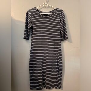 Atmosphere slate blue and white striped jersey t-shirt dress - Size 10